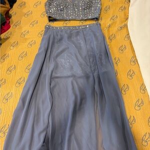TLC Blue Embellished Prom Dress